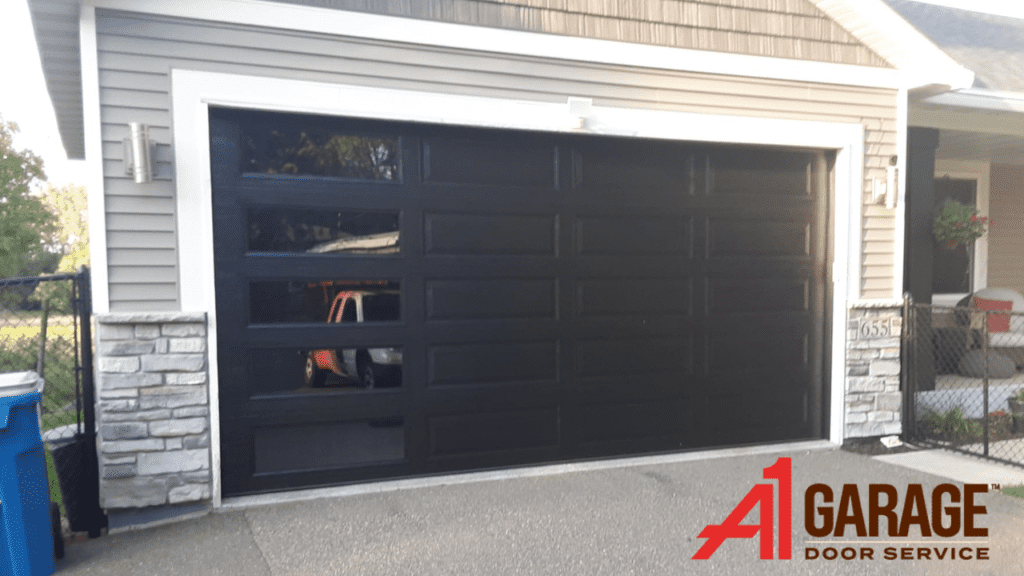 black garage door installation
